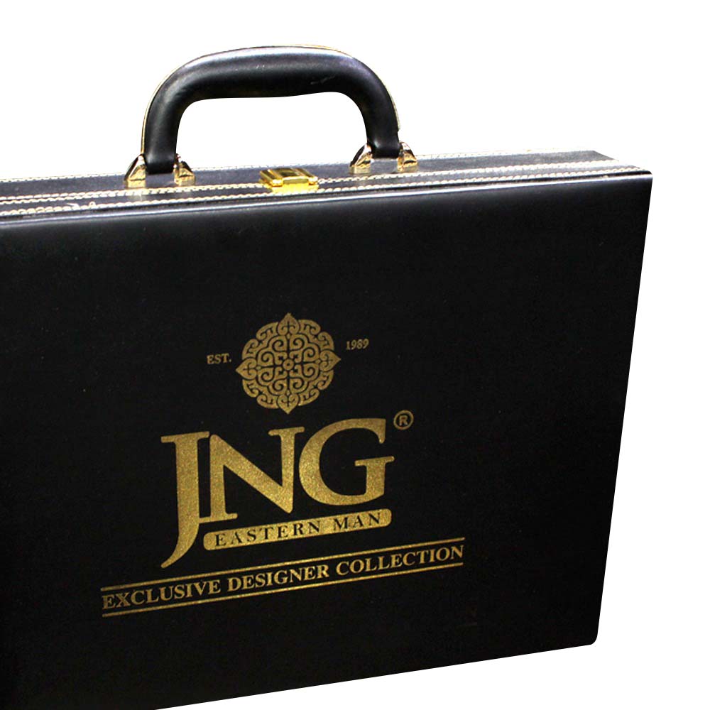 <b>Black Leather Briefcase</b> - JNG Mens Fabric