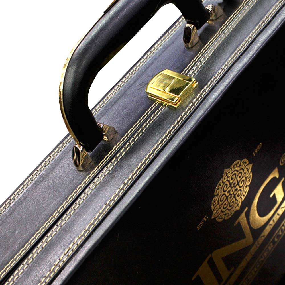 <b>Black Leather Briefcase</b> - JNG Mens Fabric